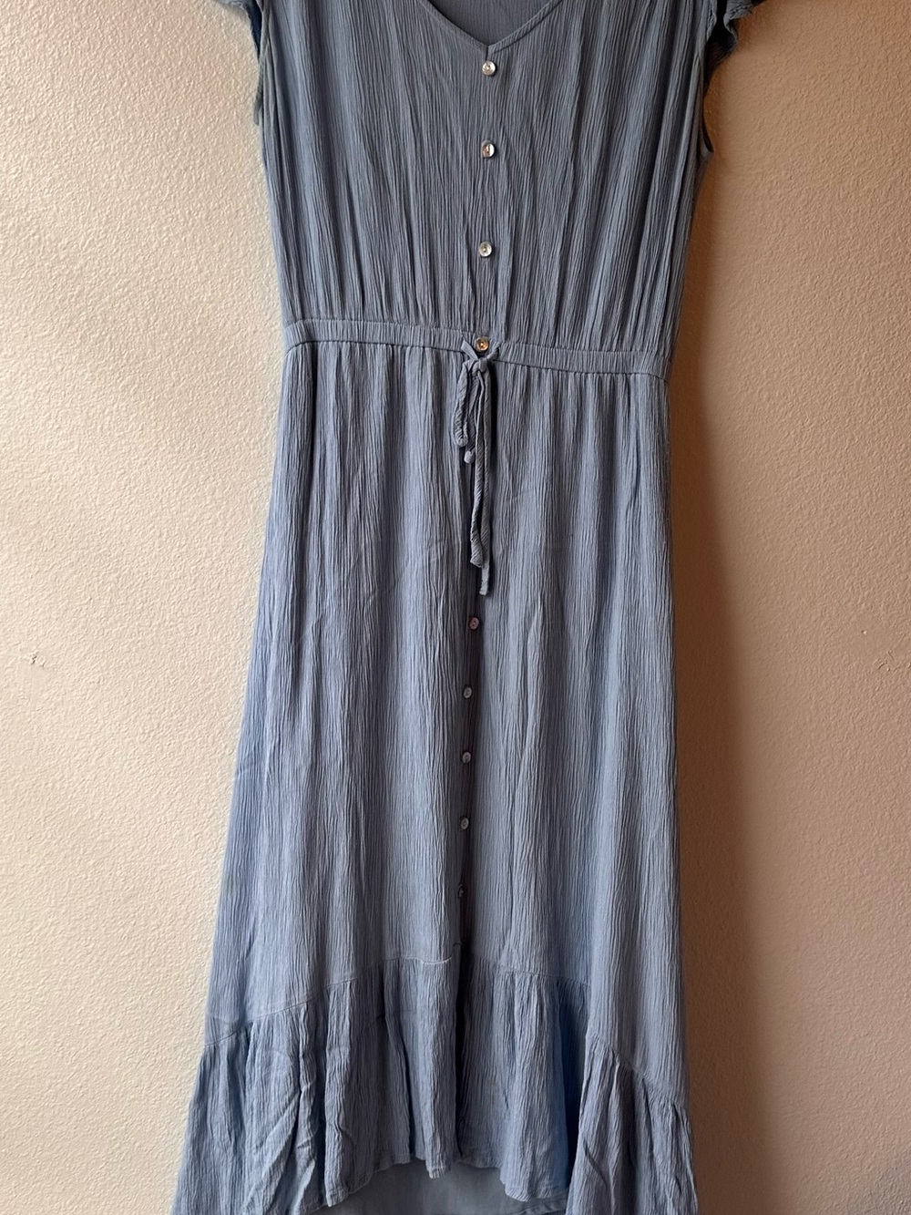 new directions Dusty Blue High-Low Button-Front Dress